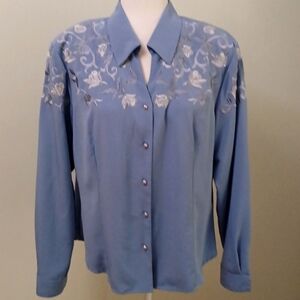 Cathy Che Vintage Floral Embroidered Blouse